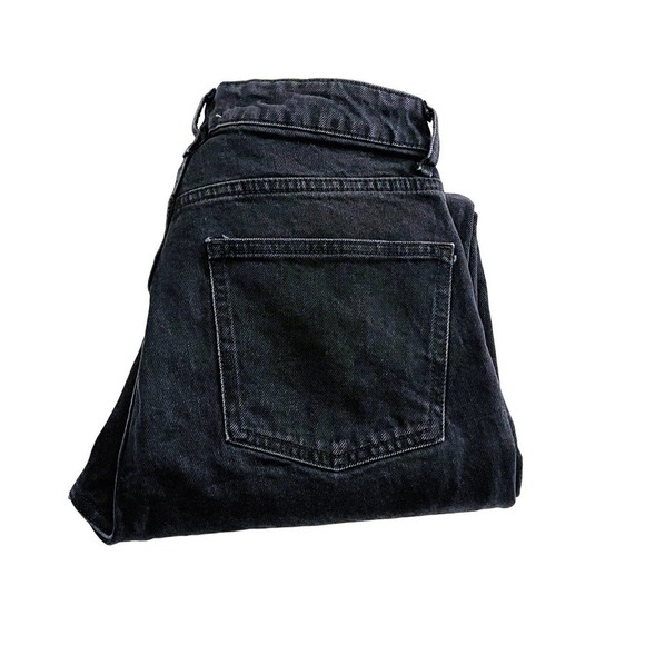 Zara Black Wash Distressed Straight Leg Denim Jeans SZ10 - Picture 1 of 6